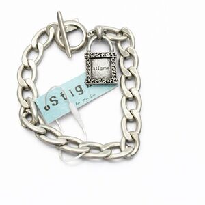 Stigma by Kim Min Sun Chunky Silver Tone Chain Bracelet Toggle Clasp